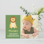 Leuke Baby Lion Aqiqah Foto Kaart (Staand voorkant)