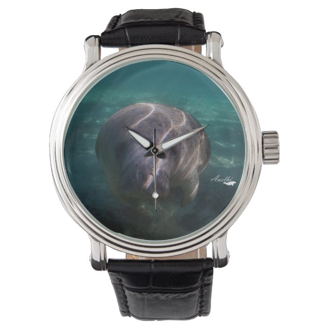 Leuke baby manatee horloges voor mannen, vrouwen e (Voorkant)