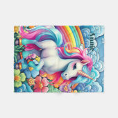 Leuke baby meisje eenhoorn voeg naam toe fleece deken (Voorkant (Horizontaal))