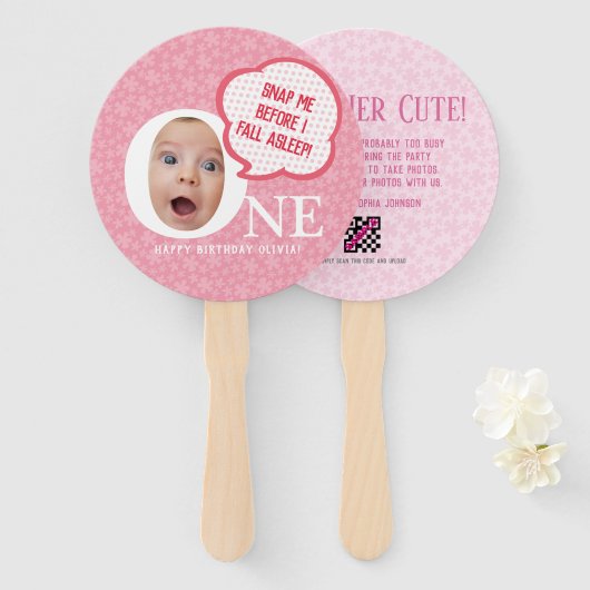 Leuke Baby Meisje Fotocollage Personalisaties Handwaaier (Voorkant en achterkant)