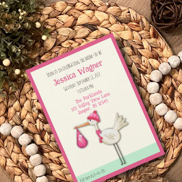 Leuke Baby Meisje Stork Inspirivity Douche Invite Kaart