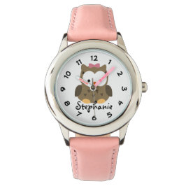 Leuke Baby Meisje Uil Gepersonaliseerd Horloge