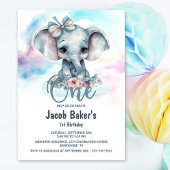 Leuke Baby Olifant Boy 1e Verjaardagsfeestje Kaart