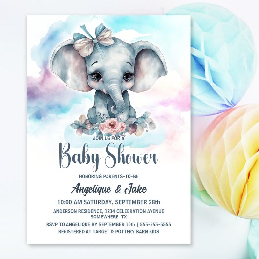 Leuke Baby Olifant Boy Baby shower Kaart