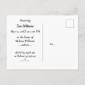 Leuke baby olifant in roze, baby shower uitnodiging briefkaart (Achterkant)