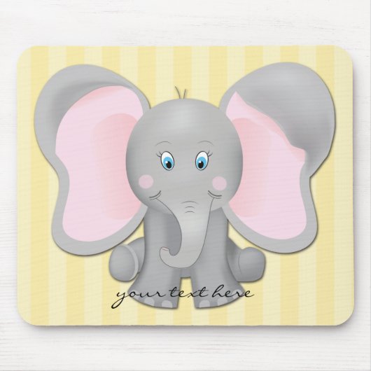 Leuke Baby Olifant Kantoor of Home Gele Muismat (Voorkant)