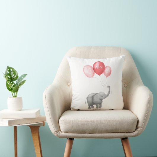 Leuke baby olifant kinderkussen (roze) kussen (Stoel)