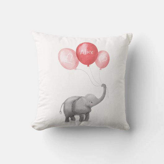 Leuke baby olifant kinderkussen (roze) kussen (Voorkant)