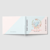 Leuke baby olifant kleurrijke bloemenkrans gastenboek (Volledig)