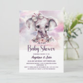 Leuke Baby olifant meisje Baby shower Kaart (Staand voorkant)