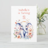 Leuke Baby olifant meisje verjaardagsfeestje Kaart (Staand voorkant)