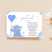 Leuke baby olifant met blauw hart baby shower kaart