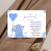 Leuke baby olifant met blauw hart baby shower kaart