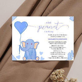 Leuke baby olifant met blauw hart baby shower kaart