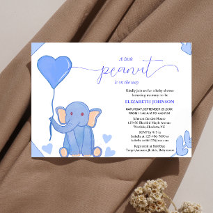Leuke baby olifant met blauw hart baby shower kaart
