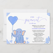 Leuke baby olifant met blauw hart baby shower kaart (Voorkant)