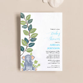Leuke baby olifant met eucalyptus baby shower kaart
