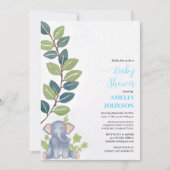 Leuke baby olifant met eucalyptus baby shower kaart (Voorkant)