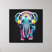Leuke Baby Olifant met Hoofdtelefoon Canvas Afdruk (Voorkant)