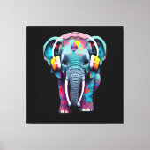 Leuke Baby Olifant met Hoofdtelefoon Canvas Afdruk (Voorkant)