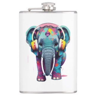 Leuke Baby Olifant met Hoofdtelefoon Heupfles