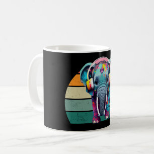 Leuke Baby Olifant met Hoofdtelefoon Koffiemok