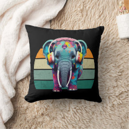 Leuke Baby Olifant met Hoofdtelefoon Kussen