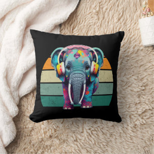 Leuke Baby Olifant met Hoofdtelefoon Kussen