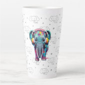 Leuke Baby Olifant met Hoofdtelefoon Latte Mok (Voorkant)