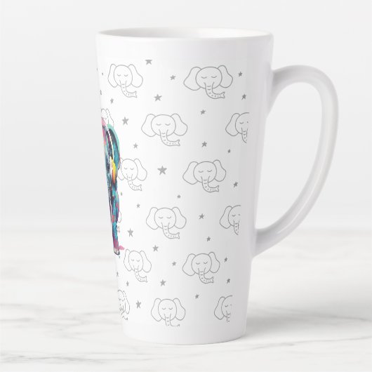 Leuke Baby Olifant met Hoofdtelefoon Latte Mok (Rechts)