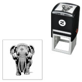 Leuke Baby Olifant met Hoofdtelefoon Zelfinktende Stempel (In situ)