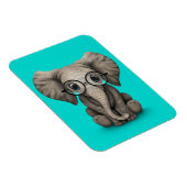 Leuke Baby Olifant met Leesbril Blauw Magneet (Rechterzijde)