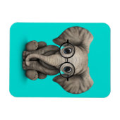 Leuke Baby Olifant met Leesbril Blauw Magneet (Horizontaal)