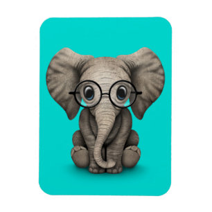 Leuke Baby Olifant met Leesbril Blauw Magneet