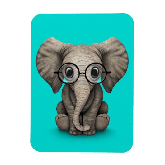 Leuke Baby Olifant met Leesbril Blauw Magneet (Verticaal)