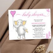Leuke baby olifant met roze hart baby shower kaart