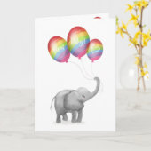 Leuke baby olifant nieuwe baby kaart (regenboog) (Gele Bloem)