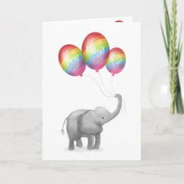 Leuke baby olifant nieuwe baby kaart (regenboog)
