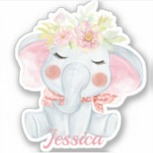 Leuke Baby Olifant Roze die cut Sticker (Voorkant)
