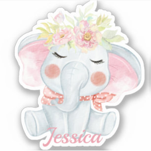 Leuke Baby Olifant Roze die cut Sticker