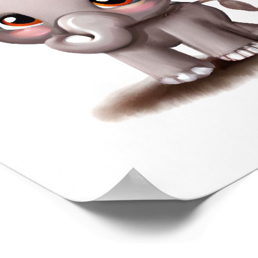 Leuke baby olifant tekening ontwerp poster (Hoek)