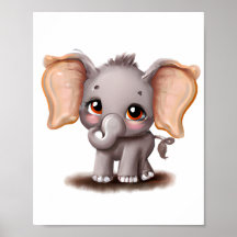 Leuke baby olifant tekening ontwerp poster
