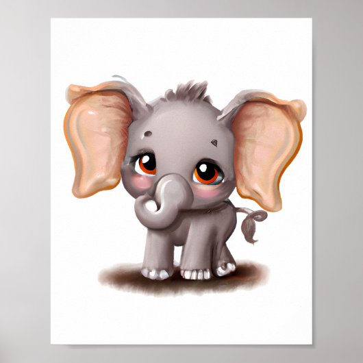 Leuke baby olifant tekening ontwerp poster (Voorkant)