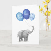 Leuke baby olifant verjaardagsleeftijd kaart (blau (Gele Bloem)