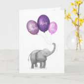 Leuke baby olifant verjaardagsleeftijd kaart (paar (Gele Bloem)