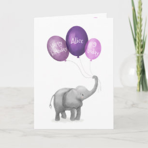 Leuke baby olifant verjaardagsleeftijd kaart (paar