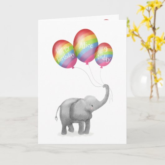 Leuke baby olifant verjaardagsleeftijd kaart (rege (Gele Bloem)