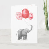 Leuke baby olifant verjaardagsleeftijd kaart (roze (Voorkant)