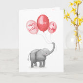Leuke baby olifant verjaardagsleeftijd kaart (roze (Gele Bloem)