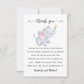 Leuke Baby Olifant Waterverf Verjaardag Baby showe Bedankkaart (Voorkant)